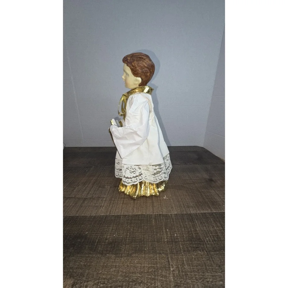 Vtg Dept 56 Papier Mache Choir Boy Figurine White Gold Songbook 1960s Christmas